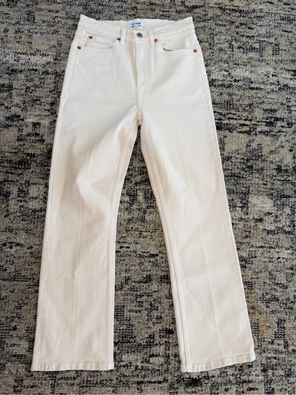 Re/Done Cream Straight Leg Jeans